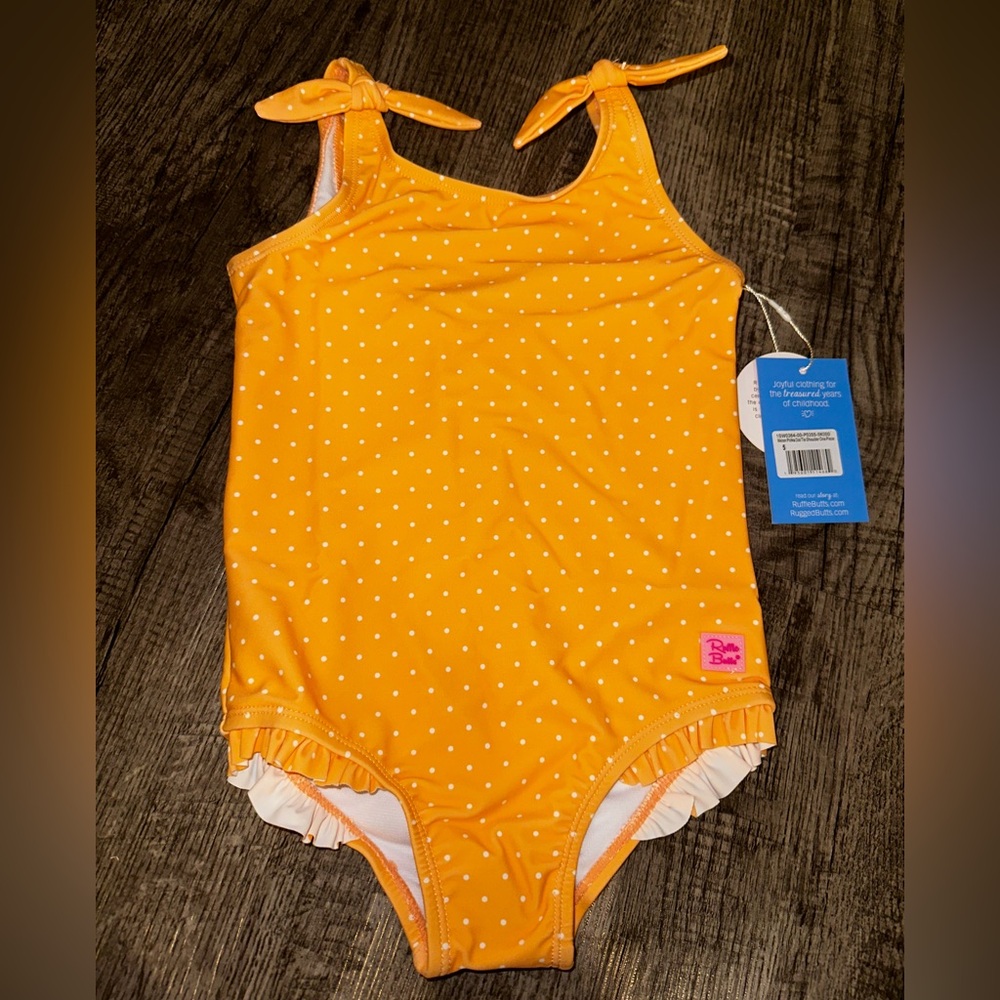 Ruffle Butts Orange Polka Dot One Piece Swimsuit